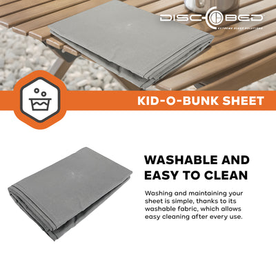 Disc-O-Bed Kids Cot Sheet for Portable Folding Bed Systems and Camping, Grey - VMInnovations