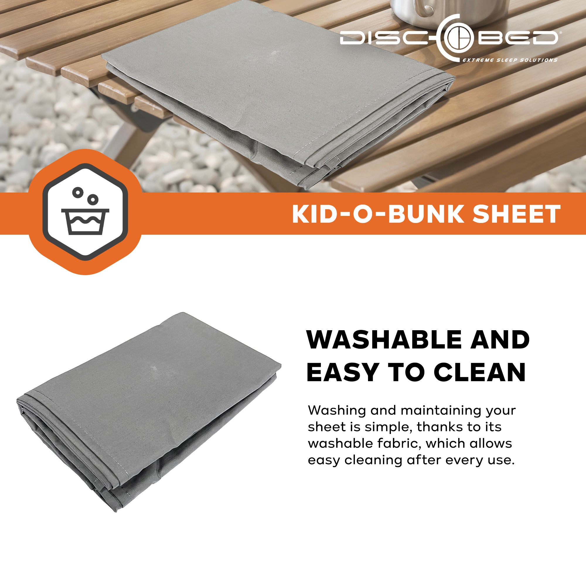 Disc-O-Bed Kids Cot Sheet for Portable Folding Bed Systems and Camping, Grey - VMInnovations
