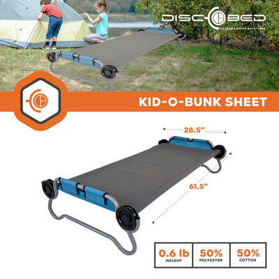 Disc-O-Bed Kids Cot Sheet for Portable Folding Bed Systems and Camping, Grey - VMInnovations