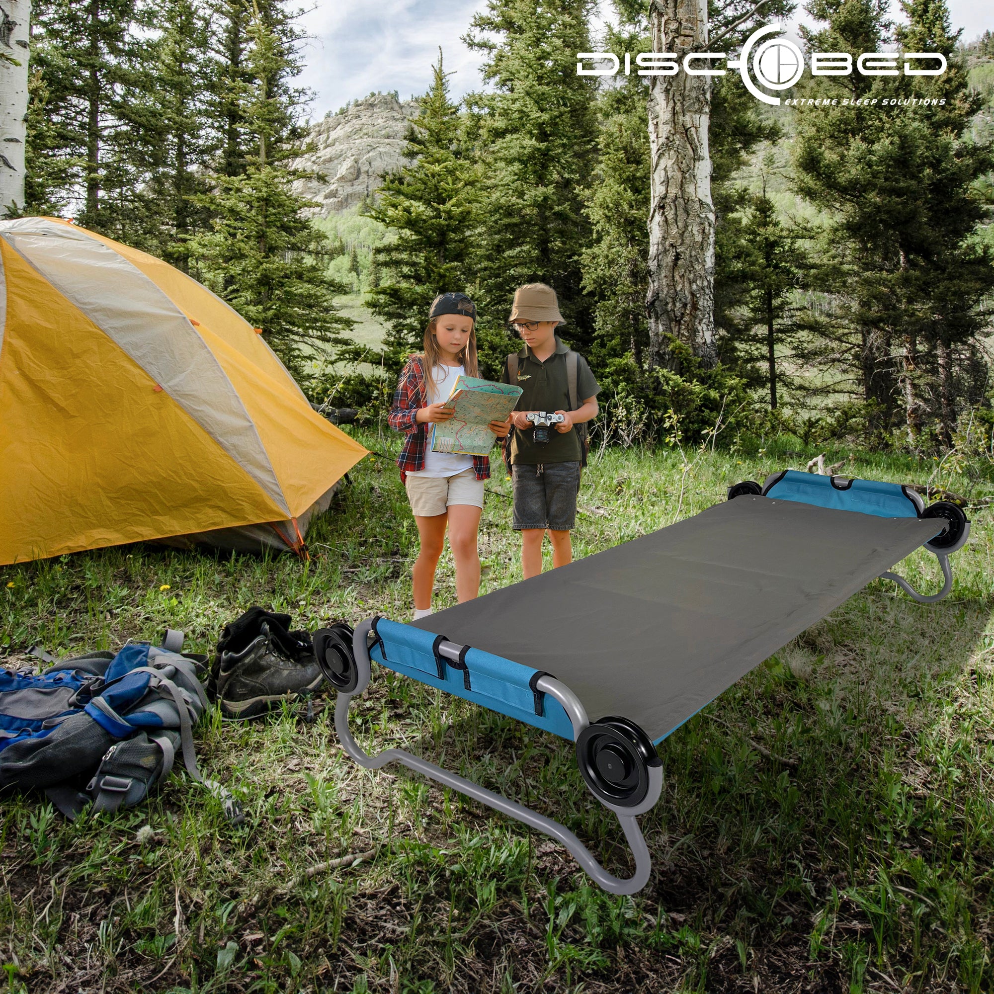 Disc-O-Bed Kids Cot Sheet for Portable Folding Bed Systems and Camping, Grey - VMInnovations