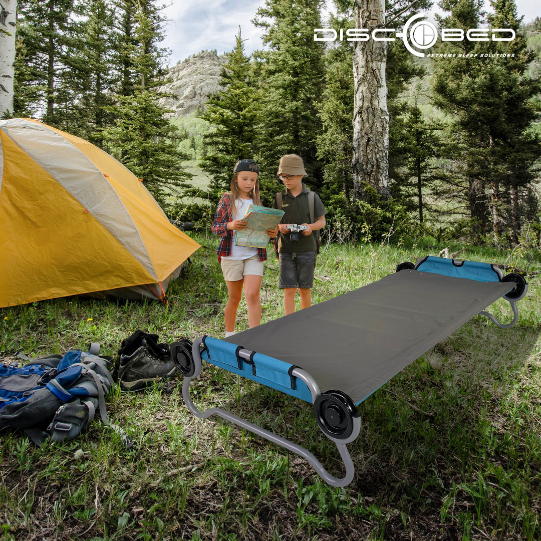 Disc-O-Bed Kids Cot Sheet for Portable Folding Bed Systems & Camping, Grey(Used) - VMInnovations