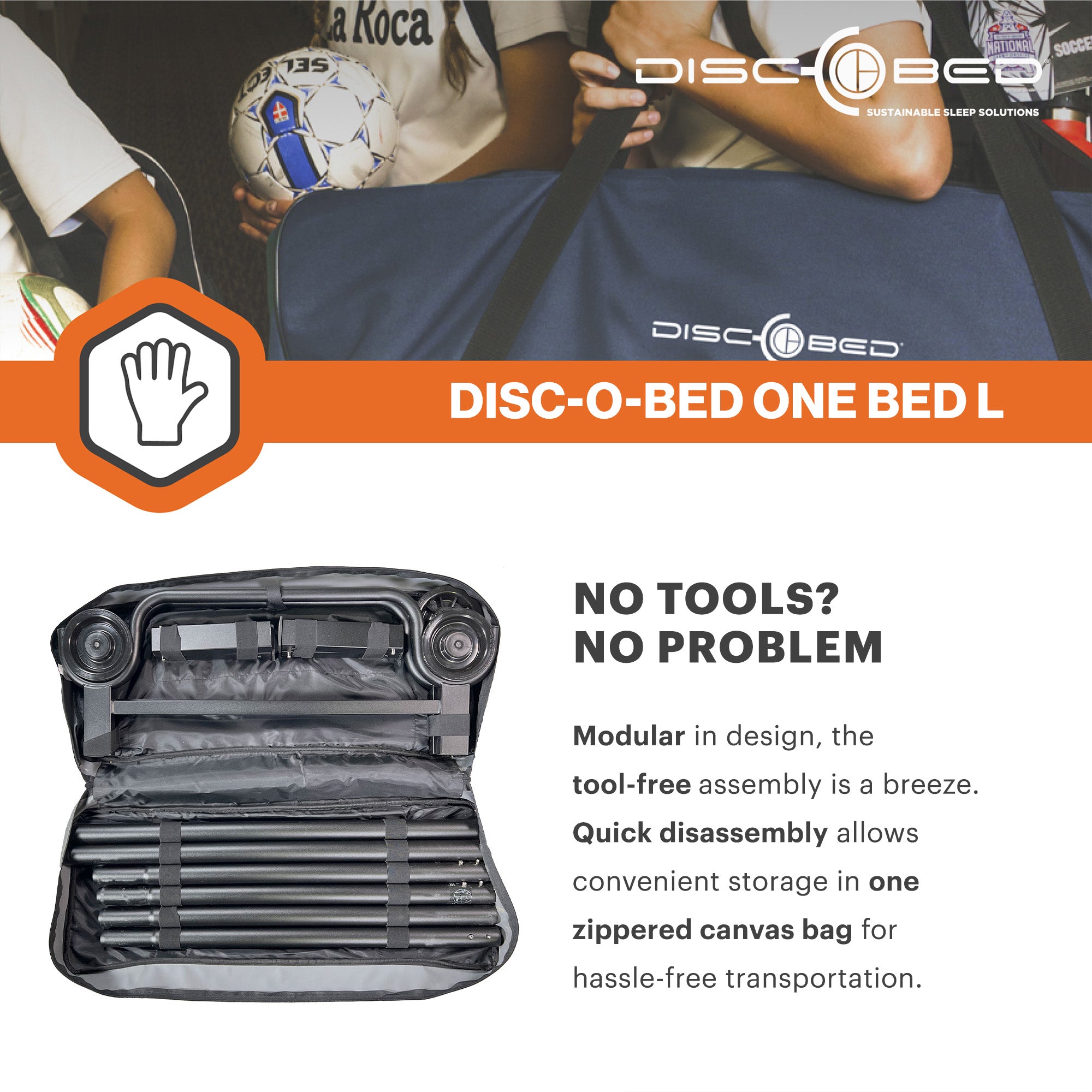 Disc-O-Bed ONE Large Lightweight Folding Camping Cot Bed for Adults, Olive Green - VMInnovations