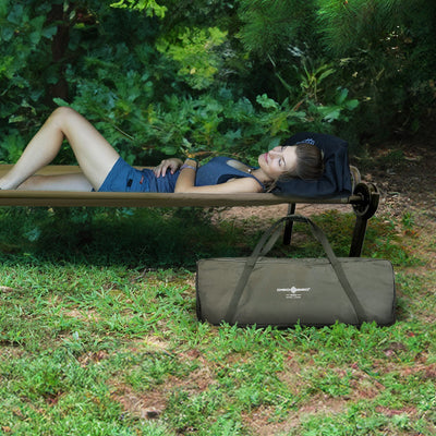 Disc-O-Bed ONE Large Lightweight Folding Camping Cot Bed for Adults, Olive Green - VMInnovations