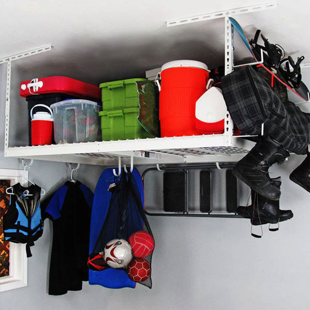 MonsterRax 4' x 6' Overhead Garage Storage Rack Holds 500 lbs, White (Open Box) - VMInnovations