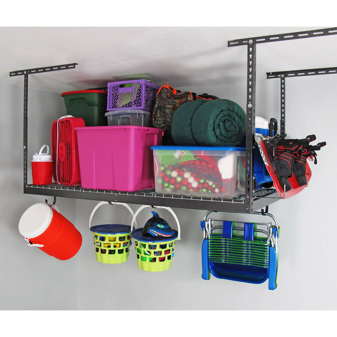 MonsterRax 4' x 6' Overhead Garage Storage Rack Holds 500 lbs, White (Open Box) - VMInnovations