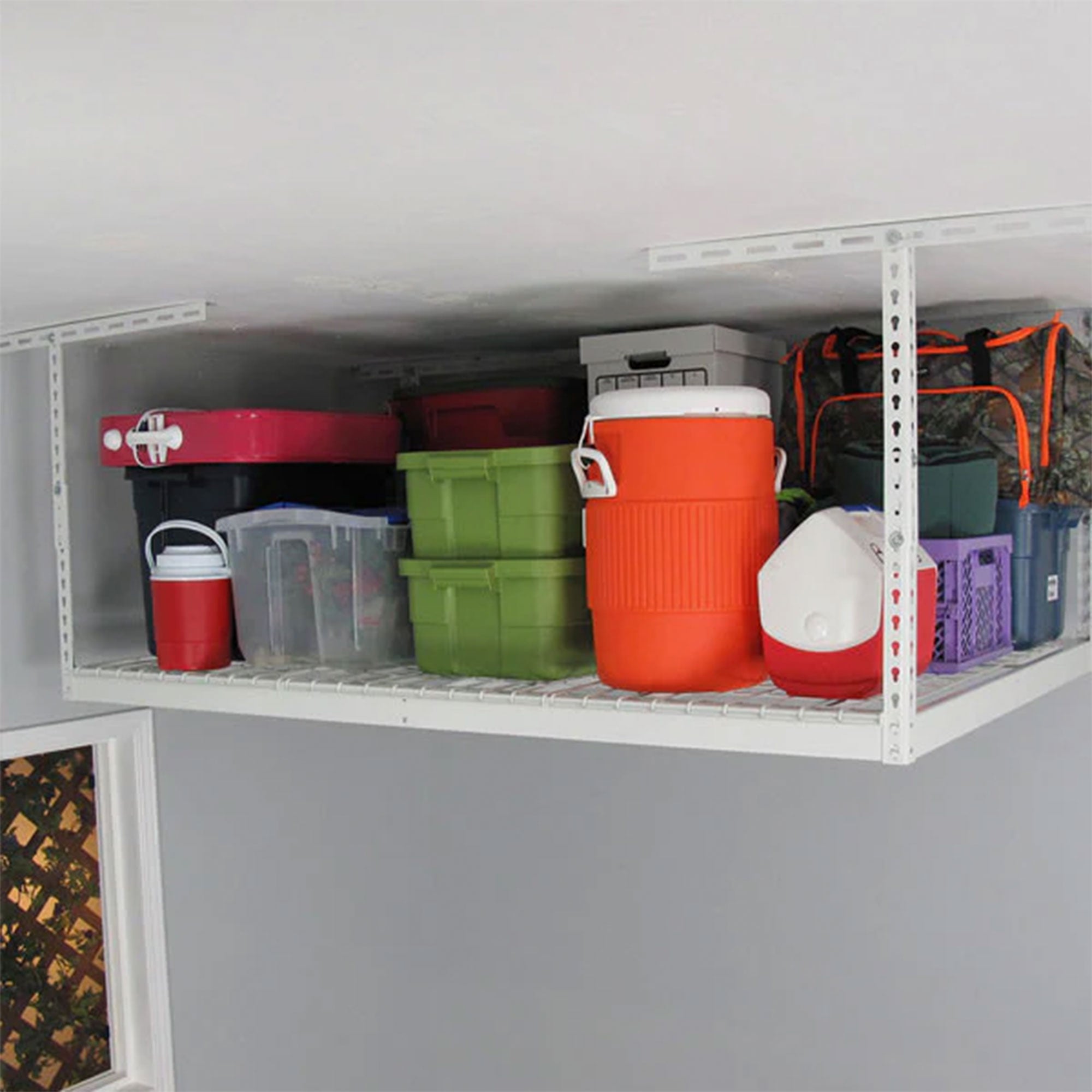 MonsterRax 4' x 6' Overhead Garage Storage Rack Holds 500 lbs, White (Open Box) - VMInnovations