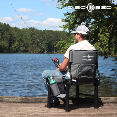 Disc-O-Bed Outfitter Disc-Chair with Compartments for Outdoor Camping, Grey - VMInnovations