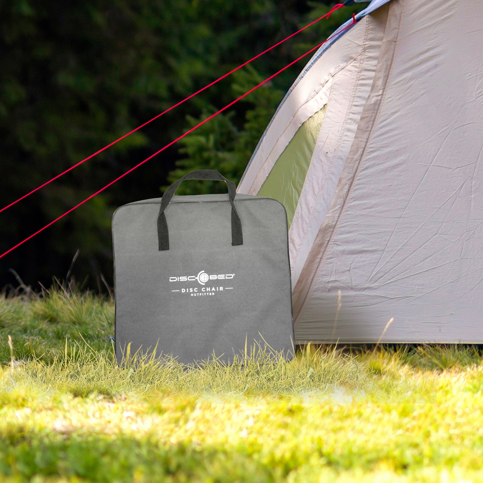 Disc-O-Bed Outfitter Disc-Chair with Compartments for Outdoor Camping, Grey - VMInnovations