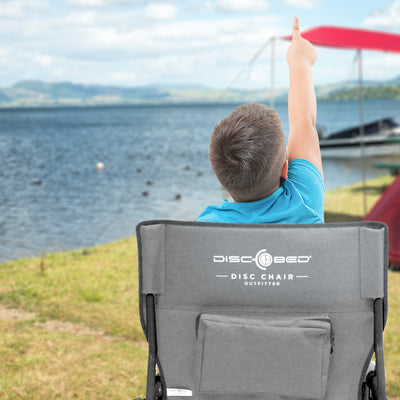 Disc-O-Bed Outfitter Disc-Chair with Compartments for Outdoor Camping, Grey - VMInnovations