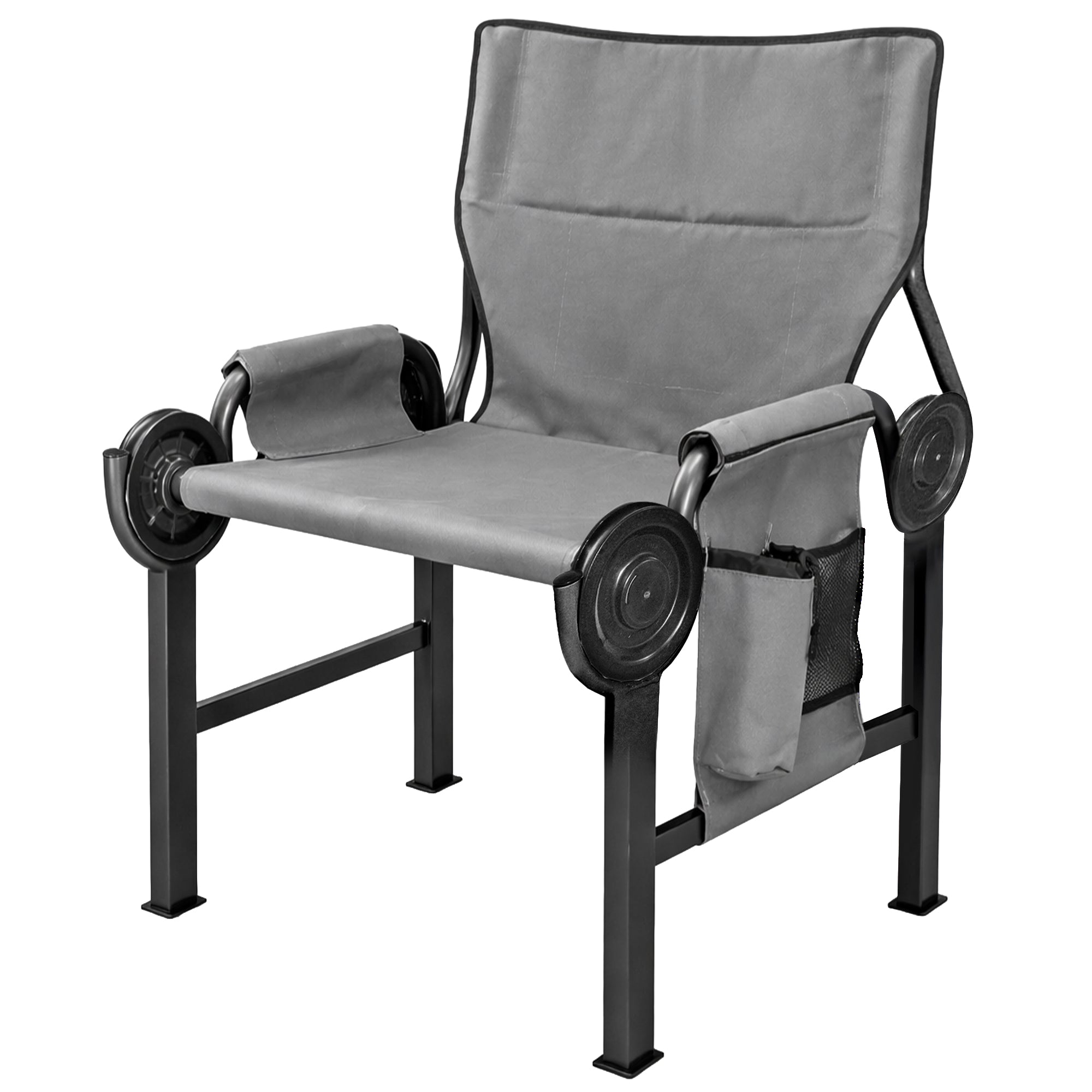 Disc-O-Bed Outfitter Disc-Chair with Compartments for Outdoor Camping, Grey - VMInnovations