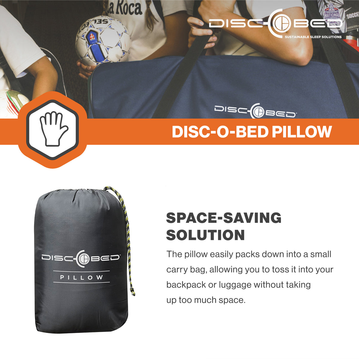 Disc-O-Bed Lightweight Travel Pillow, Camp Packable & Washable Cover(Open Box)