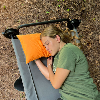 Disc-O-Bed Lightweight Travel Pillow, Camp Packable with Washable Cover, Orange