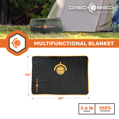 Disc-O-Bed Multifunctional Blanket with Snap Fastener and Fleece Interior, Black - VMInnovations