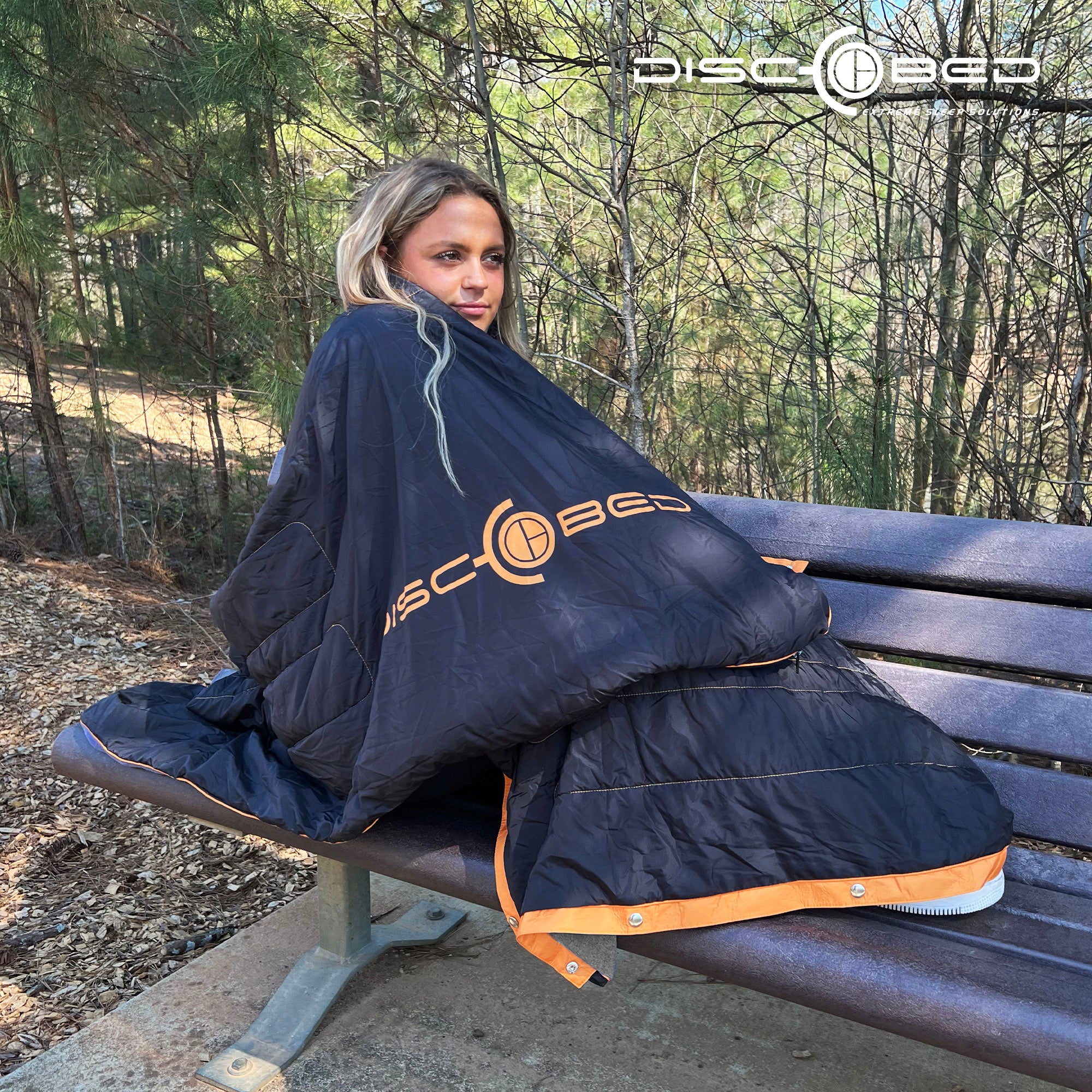 Disc-O-Bed Multifunctional Blanket with Snap Fastener and Fleece Interior, Black - VMInnovations