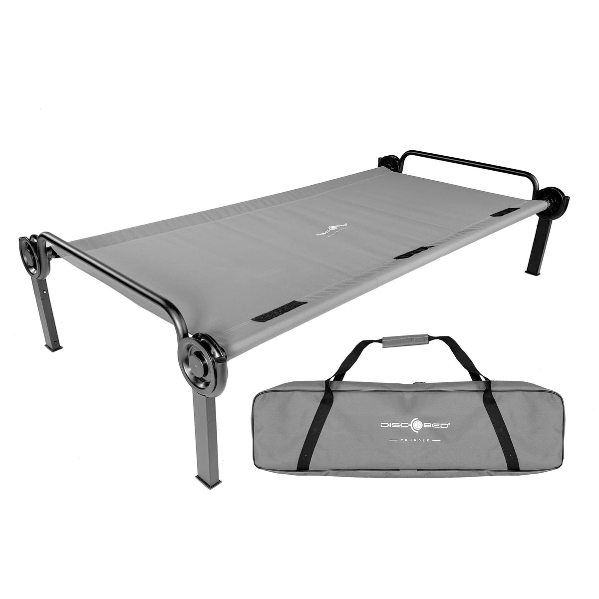 Disc-O-Bed Trundle Cot for XL/2XL Bunk Systems, Foldable and Adjustable, Grey - VMInnovations