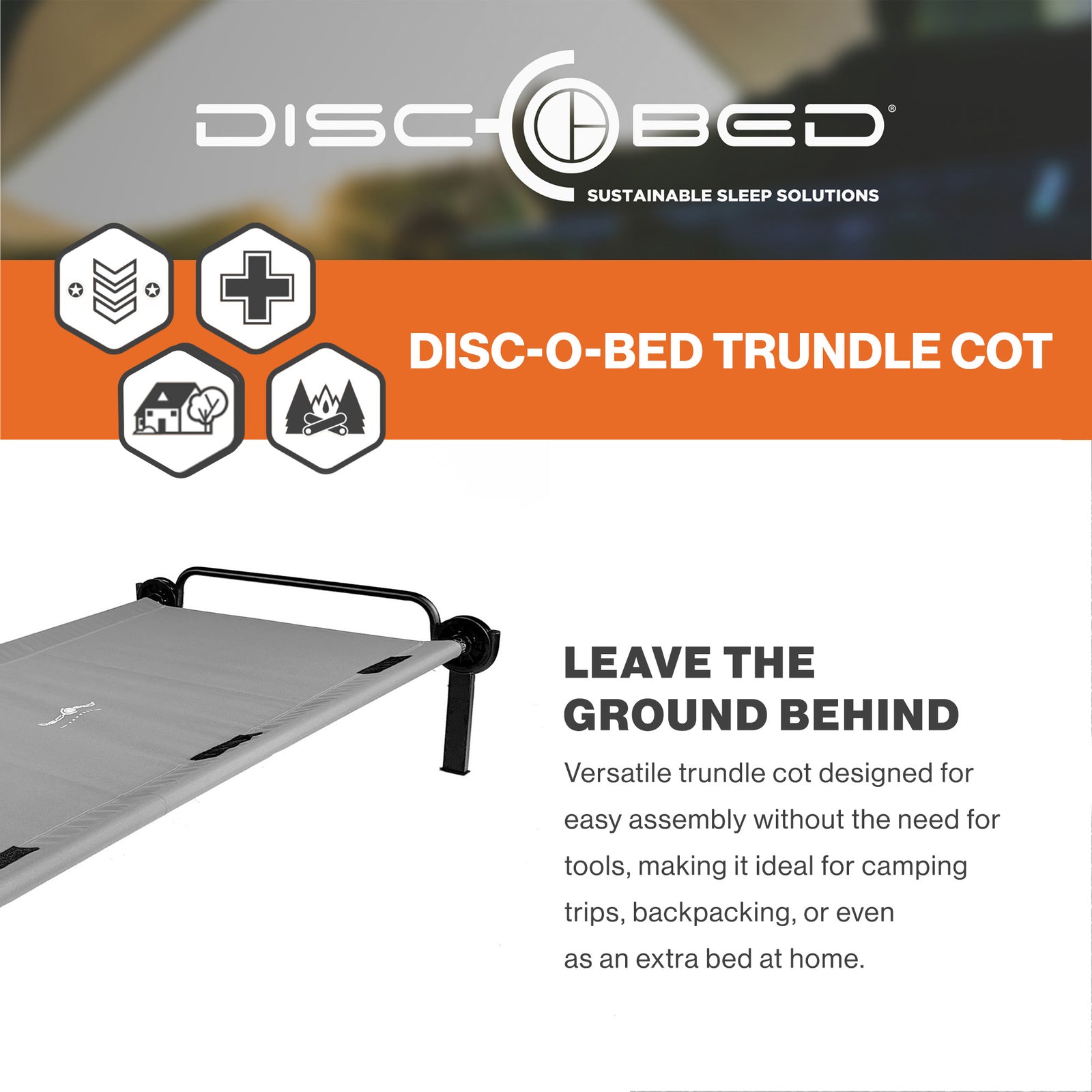 Disc-O-Bed Trundle Cot for XL/2XL Bunk Systems, Foldable and Adjustable, Grey - VMInnovations