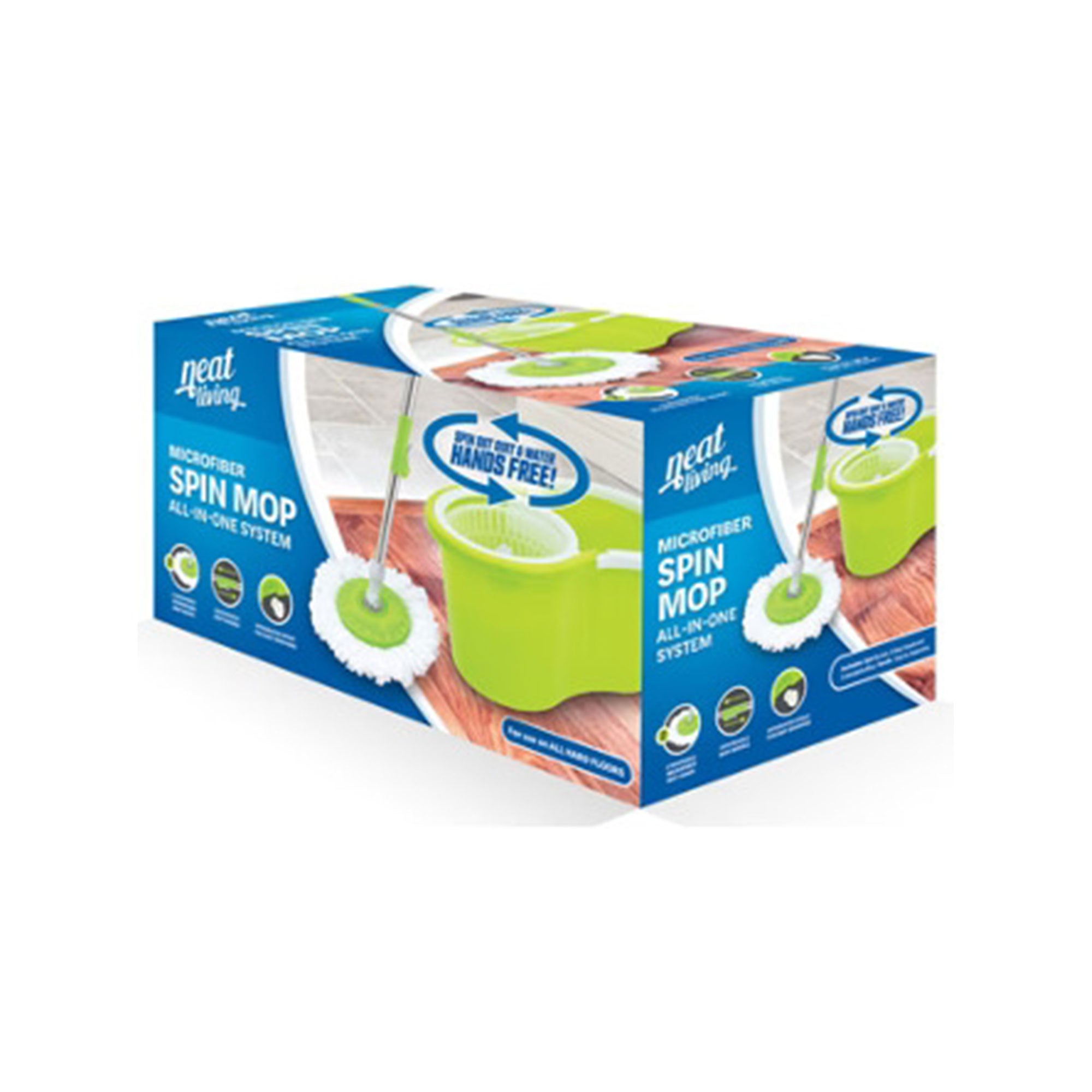NEAT LIVING Mop & Bucket Set, All-In-One Cleaning System w/2 Mop Heads (Used) - VMInnovations