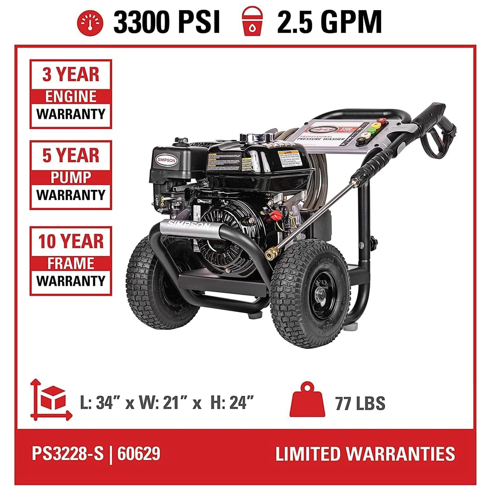 Simpson PowerShot Professional Pressure Washer, Black (Used) - VMInnovations
