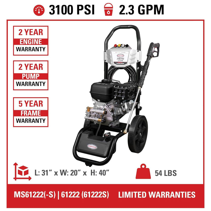 Simpson MegaShot Professional Gas Pressure Washer, Black (Refurbished)