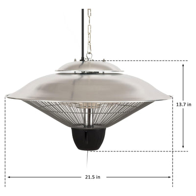 Sun-Ray 1500W Hanging Infrared Space Heater, Indoor/Outdoor, Silver (Open Box) - VMInnovations