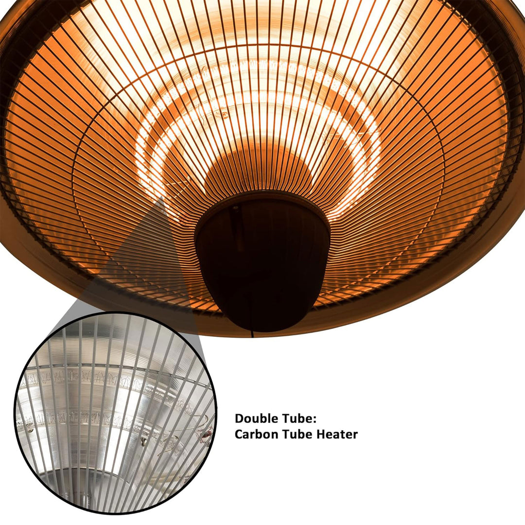 Sun-Ray 1500W Hanging Infrared Space Heater, Indoor/Outdoor, Silver (Used)