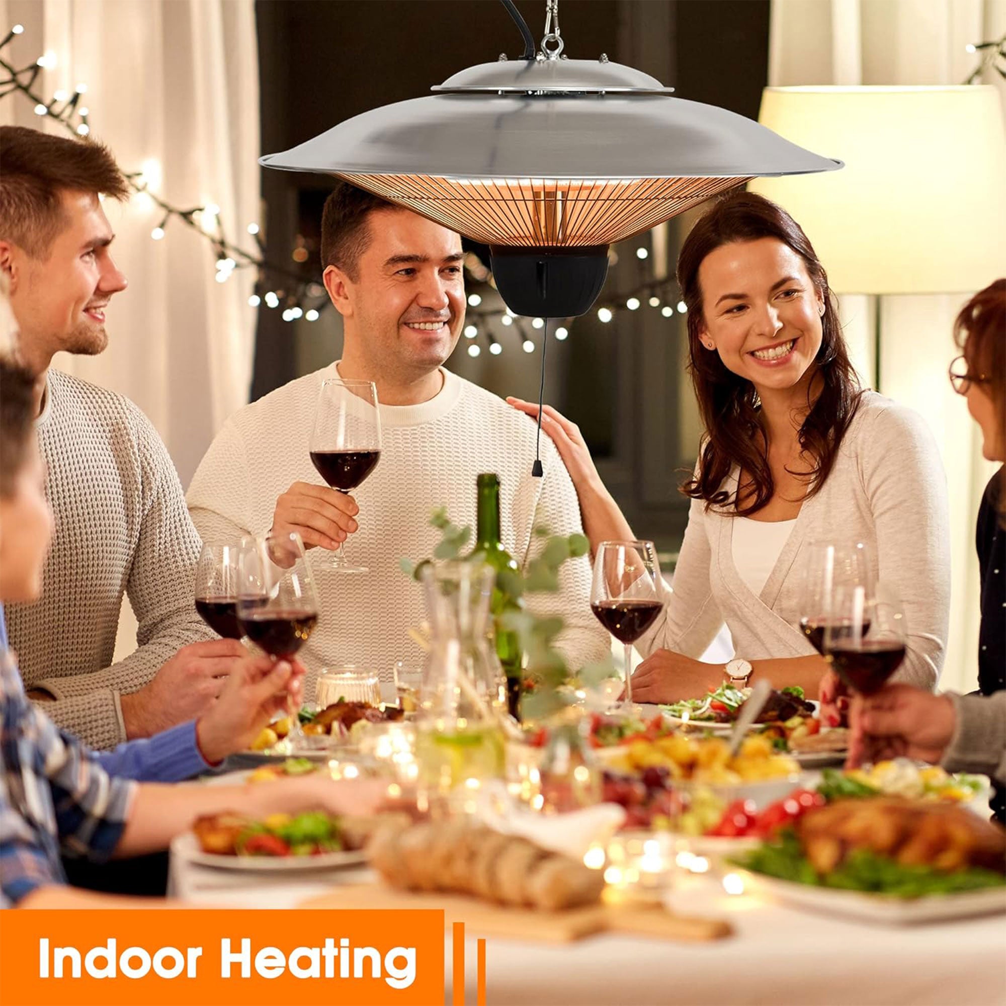 Sun-Ray 1500W Hanging Infrared Space Heater, Indoor/Outdoor, Silver (Used) - VMInnovations
