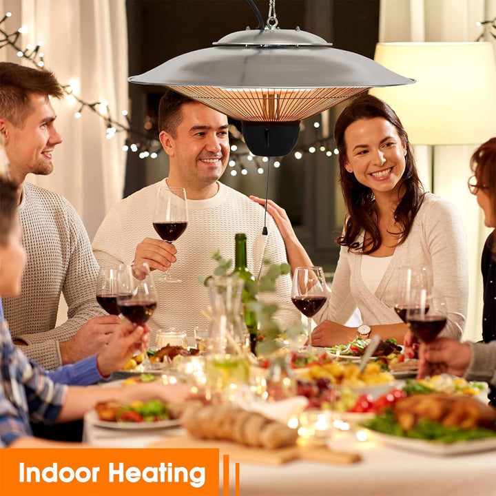 Sun-Ray 1500W Hanging Infrared Space Heater, Indoor/Outdoor, Silver (Open Box) - VMInnovations