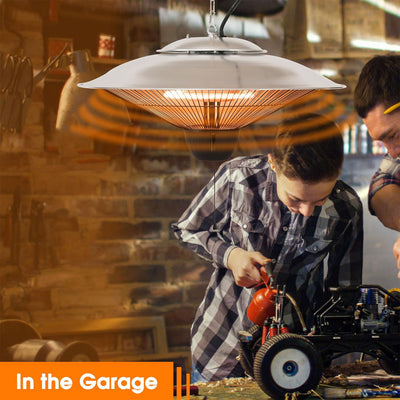 Sun-Ray 1500W Hanging Infrared Space Heater, Indoor/Outdoor, Silver (Open Box) - VMInnovations