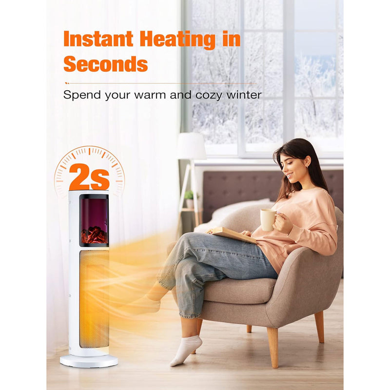 Trustech Tower Space Heater with Remote Control, 3 Modes, and Thermostat, White