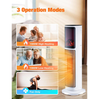 Trustech Tower Space Heater w/Remote, 3 Modes, & Thermostat, White (Open Box)