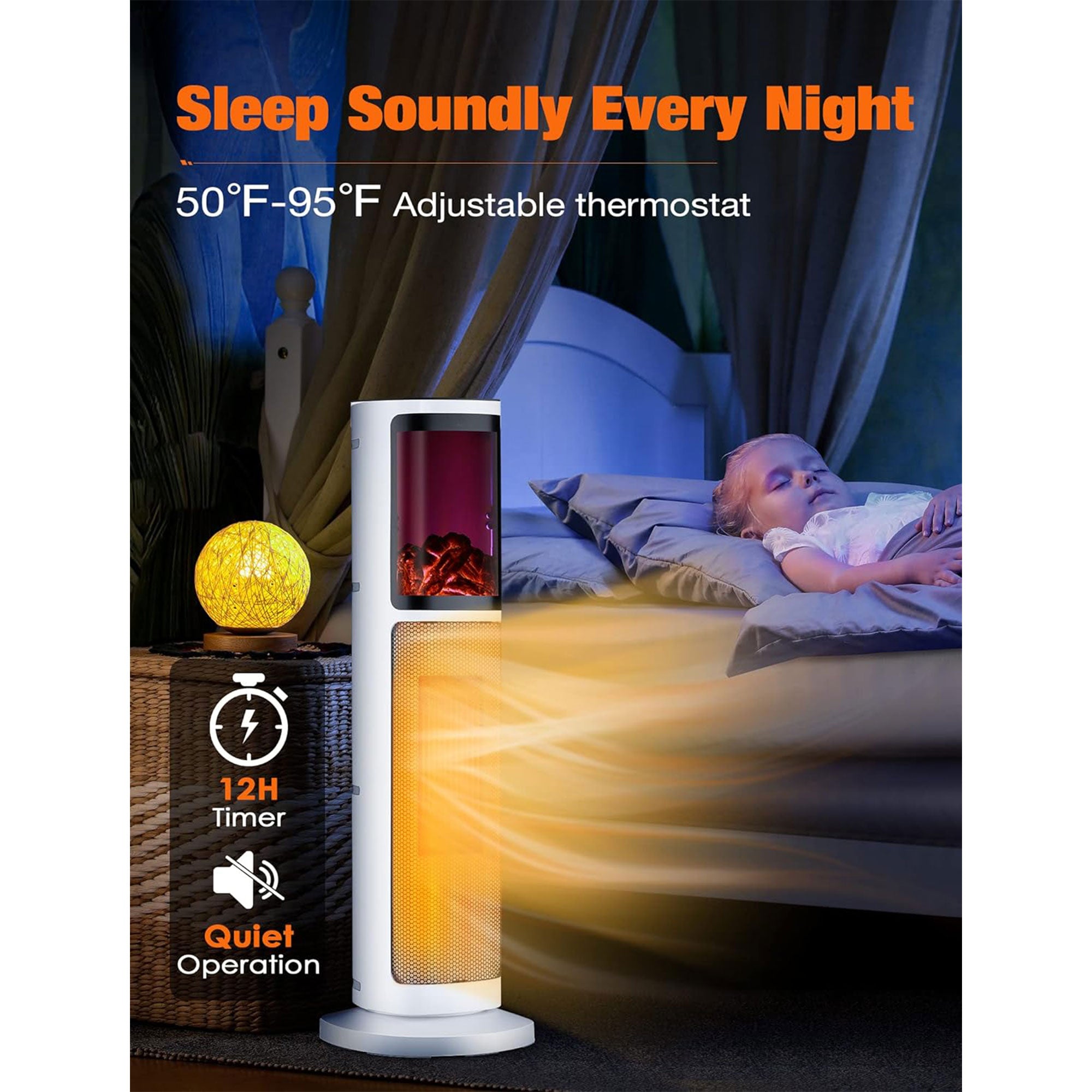Trustech Tower Space Heater w/Remote, 3 Modes, & Thermostat, White (Open Box) - VMInnovations