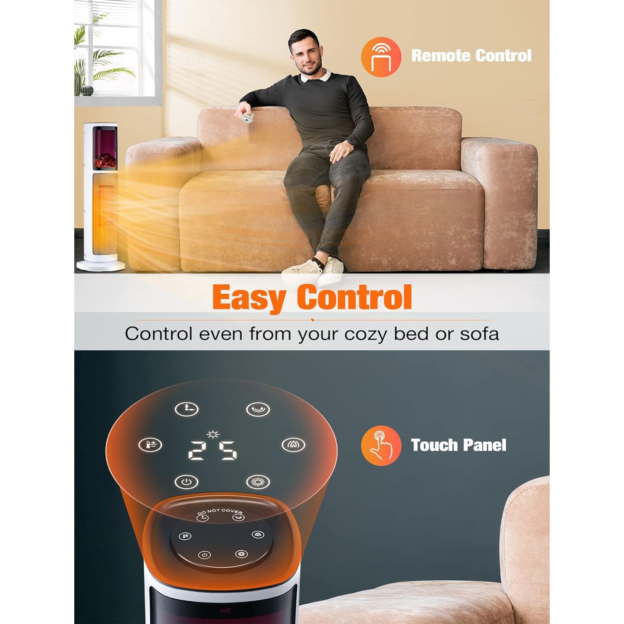 Trustech Tower Space Heater w/Remote, 3 Modes, & Thermostat, White (Open Box) - VMInnovations