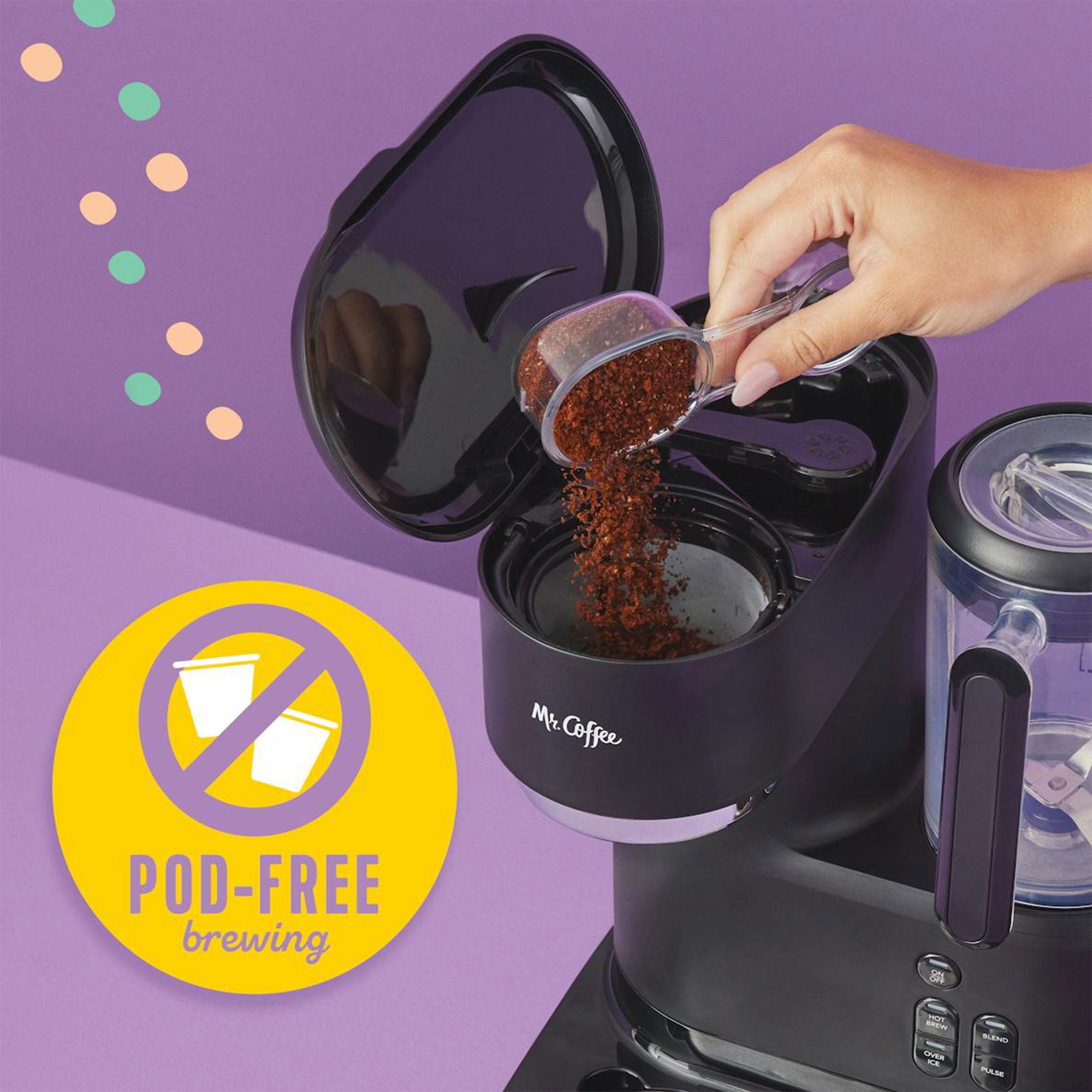 Mr. Coffee 3-in-1 Single Serve Coffee Maker, Iced or Hot, Blender,Gray(Open Box) - VMInnovations