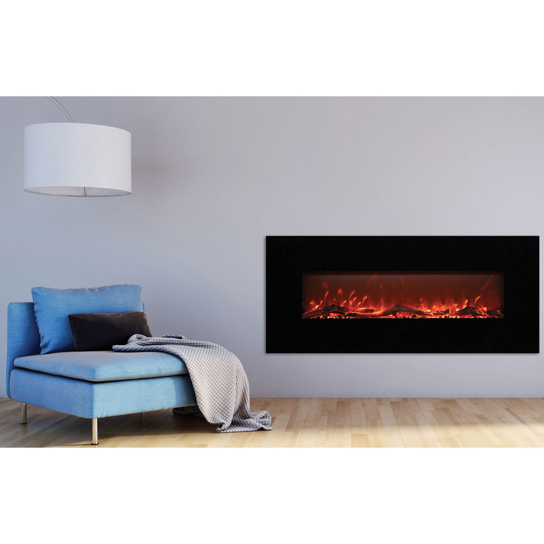 EdenBranch Electric Fireplace, Wall Mount, Adjustable Crystal Flame Effect, 50” - VMInnovations