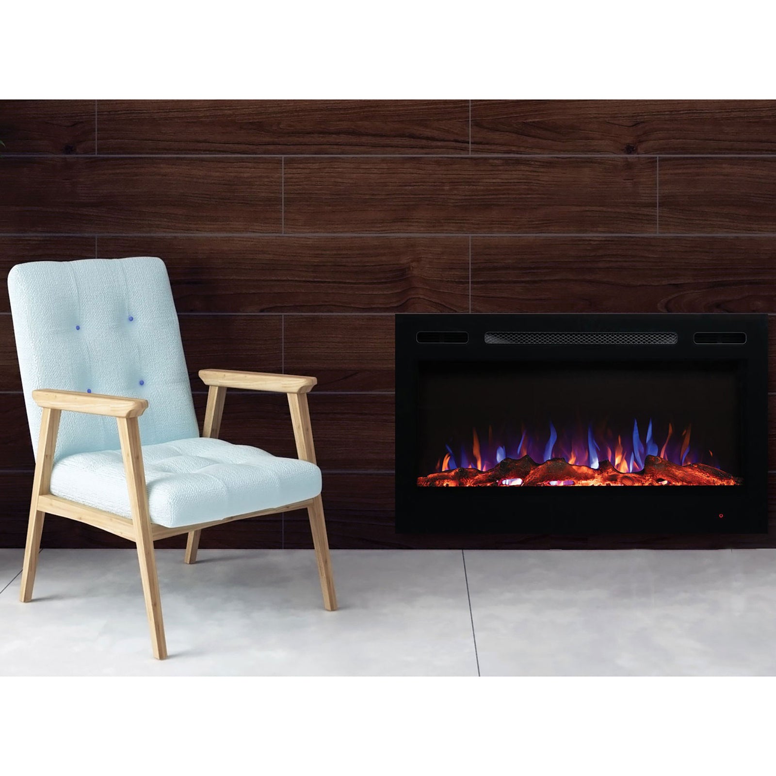 EdenBranch Electric Fireplace, Recessed or Wall Mount, Adjustable Heat, 36 Inch - VMInnovations