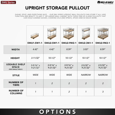 Rev-A-Shelf 9" Pullout Organizer for Cabinets, Single Tier Shelf, 5WU1-5W1-1 - VMInnovations