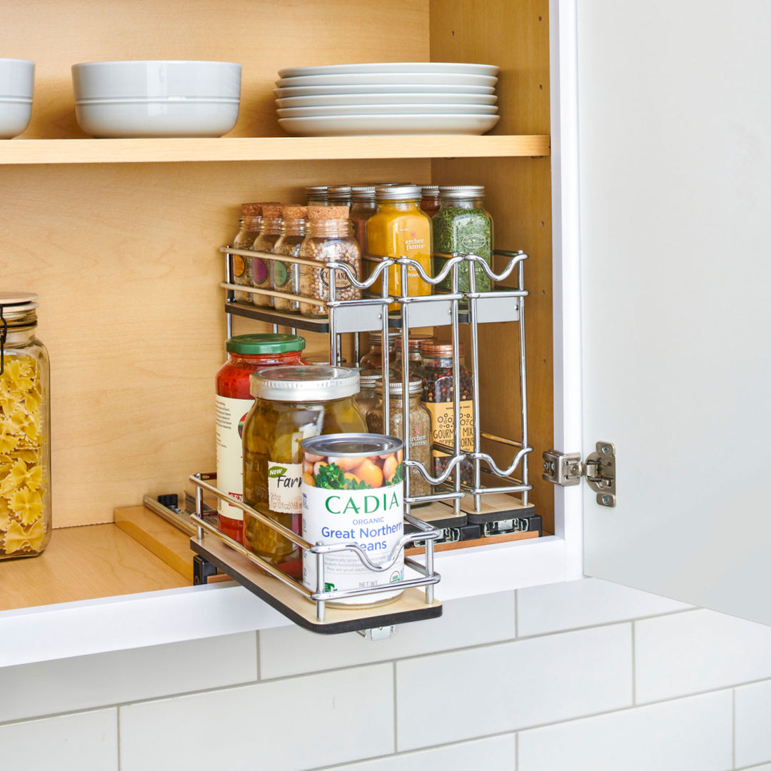 Rev-A-Shelf 9" Pullout Organizer for Cabinets, Single Tier Shelf, 5WU1-5W1-1