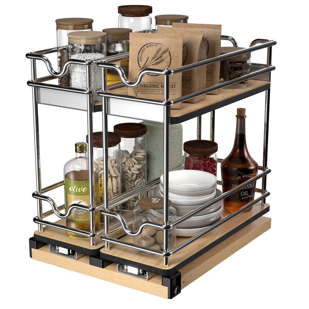 Rev-A-Shelf 9" Pullout Organizer for Cabinets, Single Tier Shelf, 5WU1-5W1-1