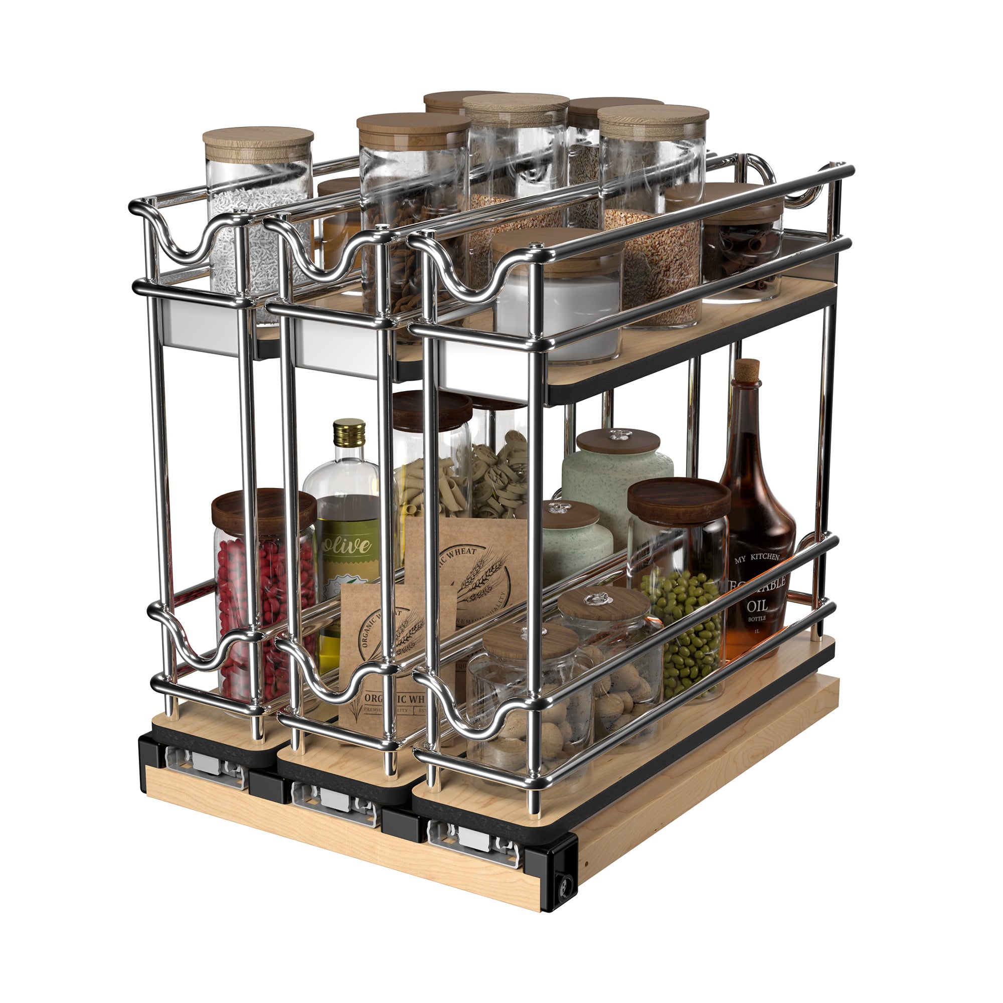 Rev-A-Shelf 9" Pullout Organizer for Cabinets, 2 Tier Upright Shelf, 5WU2-3N1-1 - VMInnovations