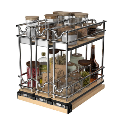 Rev-A-Shelf 9" Pullout Organizer for Cabinets, 2 Tier Upright Shelf, 5WU2-3N1-1 - VMInnovations