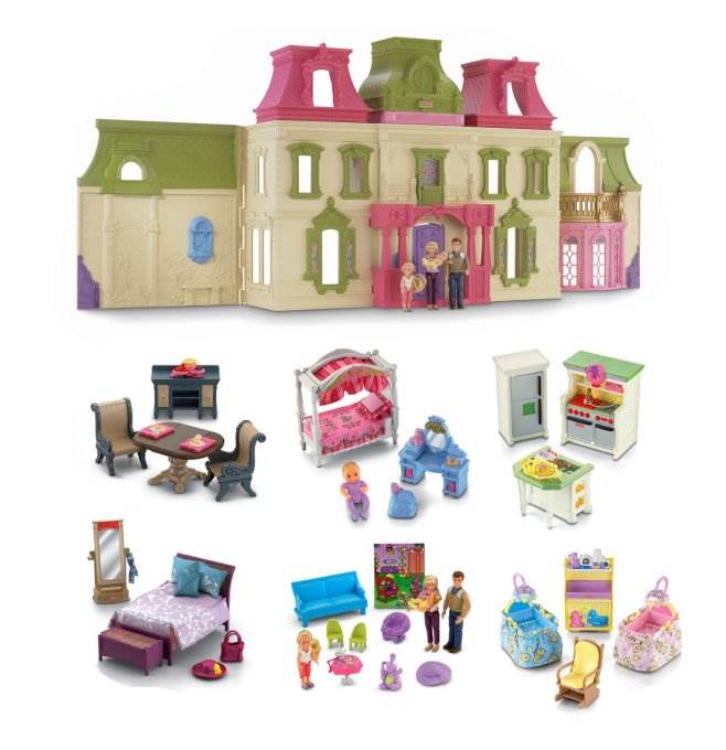 Fisher Price Loving Family Dream Mega Set Dollhouse w/ Dolls & Furniture