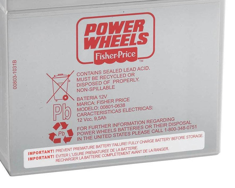 Fisher Price Power Wheels Ride-On 12 Volt Rechargable Replacement Battery 74777