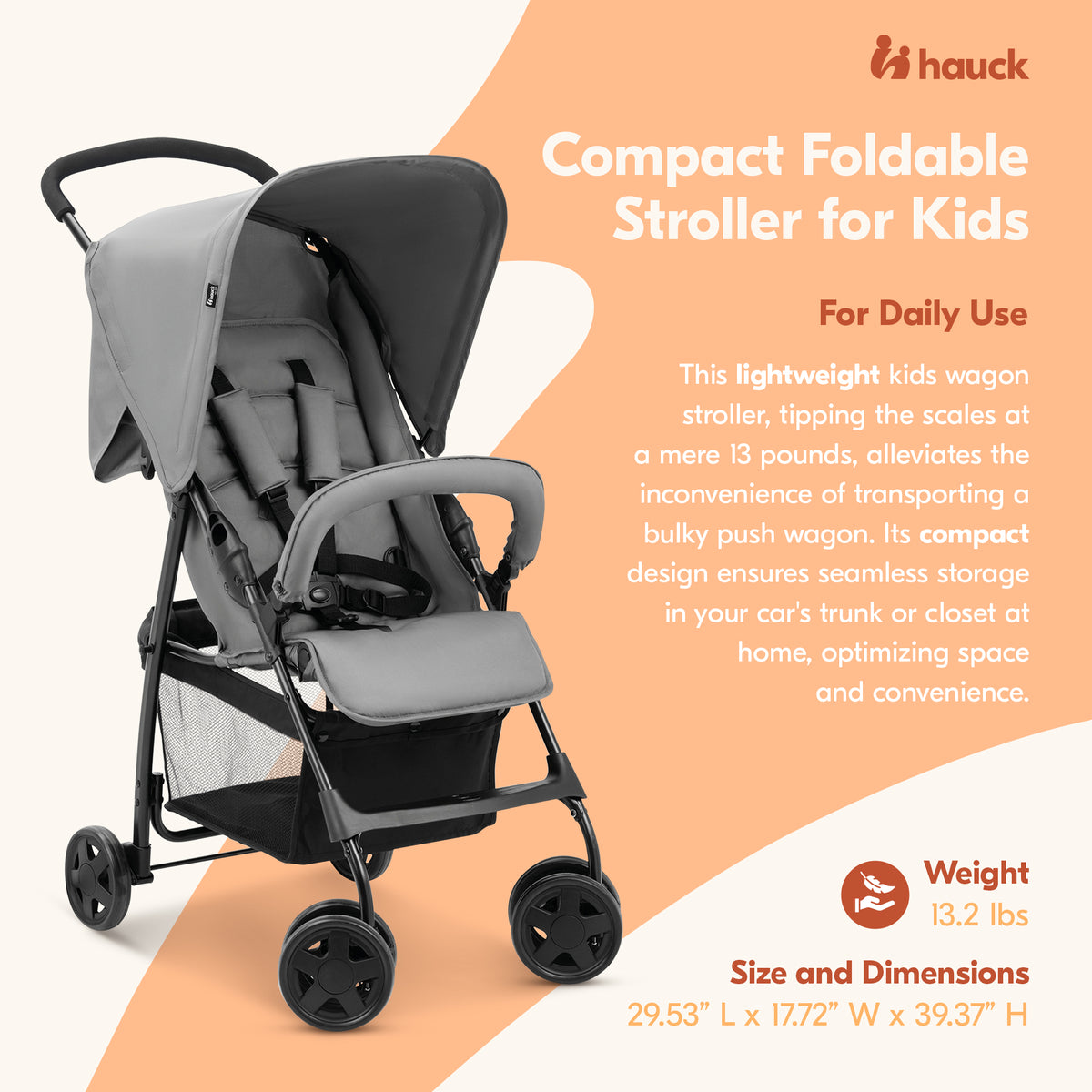 hauck Sport T13 Lightweight Compact and Foldable Stroller, Push Chair (Open Box) - VMInnovations