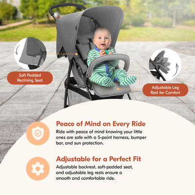 hauck Sport T13 Lightweight Compact and Foldable Stroller, Push Chair (Open Box)