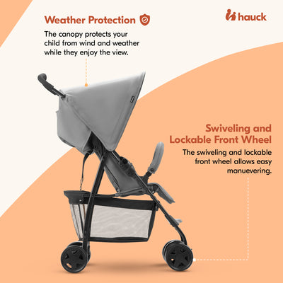 hauck Sport T13 Lightweight Compact and Foldable Stroller, Push Chair (Open Box)
