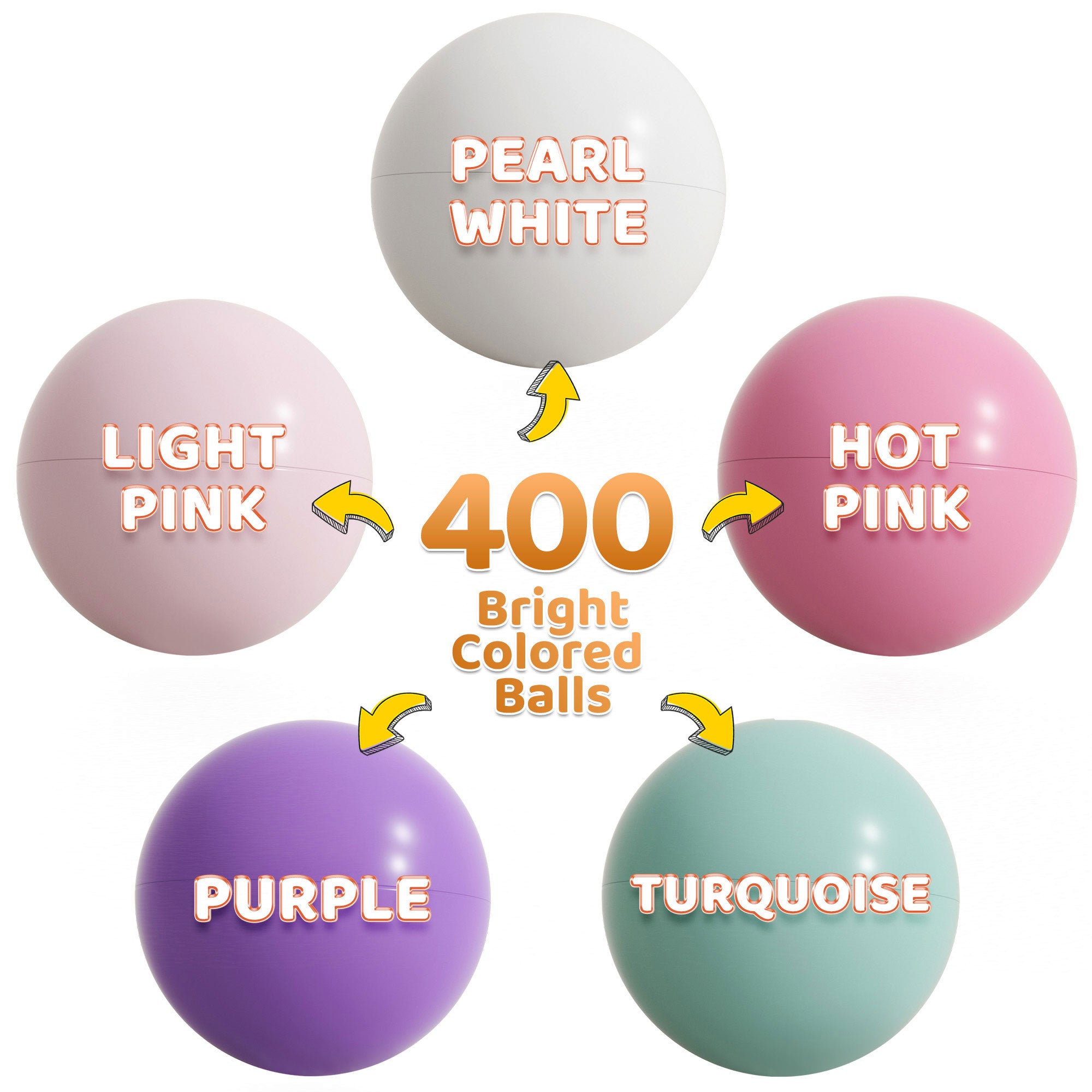 BalanceFrom Fitness 2.3" Crush Proof Play Pit Balls with Bag, 400 Count, 3 Pack