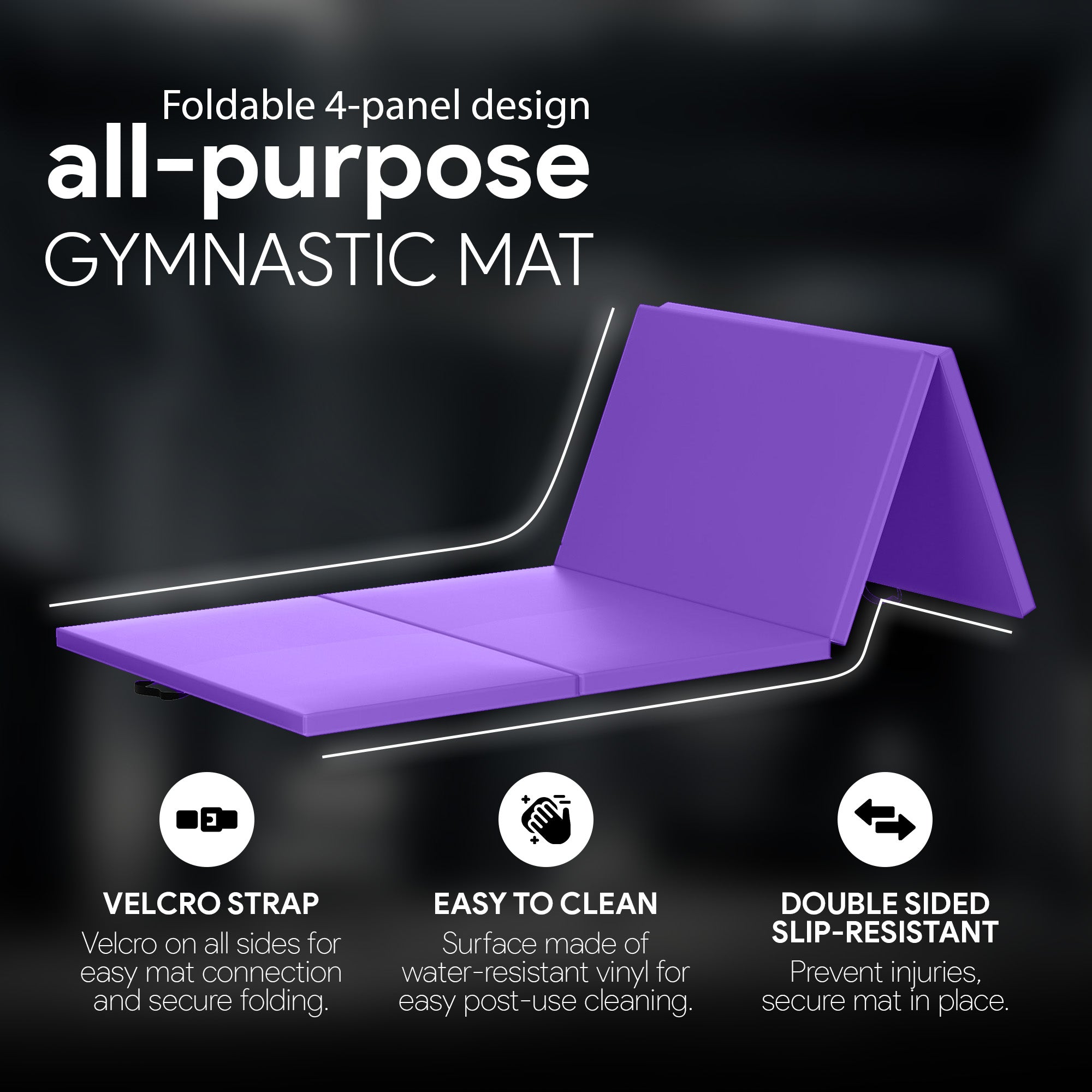 BalanceFrom Fitness All Purpose Mat with 8 Ft Balance Beam Gymnastic Set, Purple