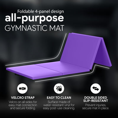 BalanceFrom Fitness All Purpose Mat with 8 Ft Balance Beam Gymnastic Set, Purple