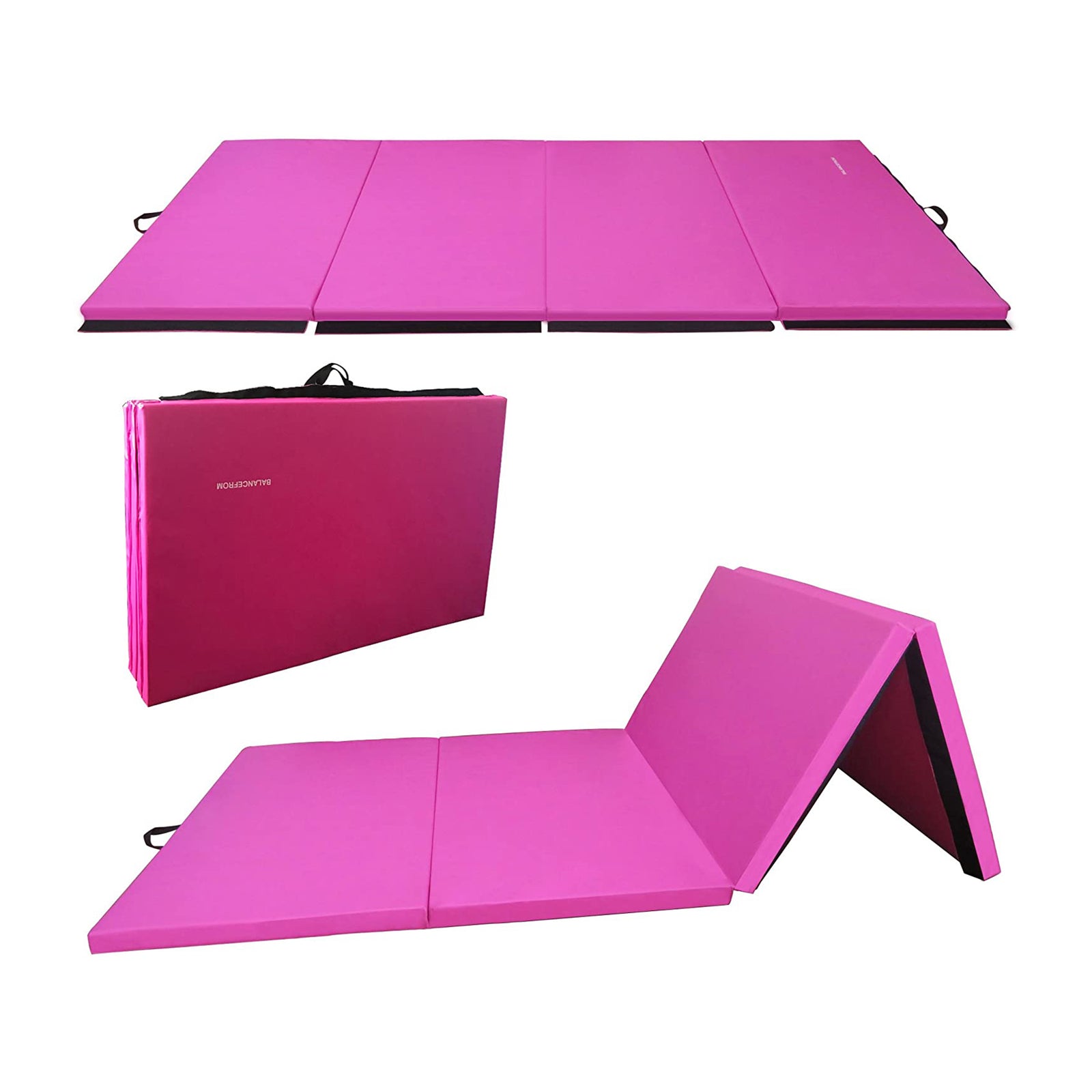 BalanceFrom Fitness All Purpose Mat with 8 Ft Balance Beam Gymnastic Set, Pink - VMInnovations