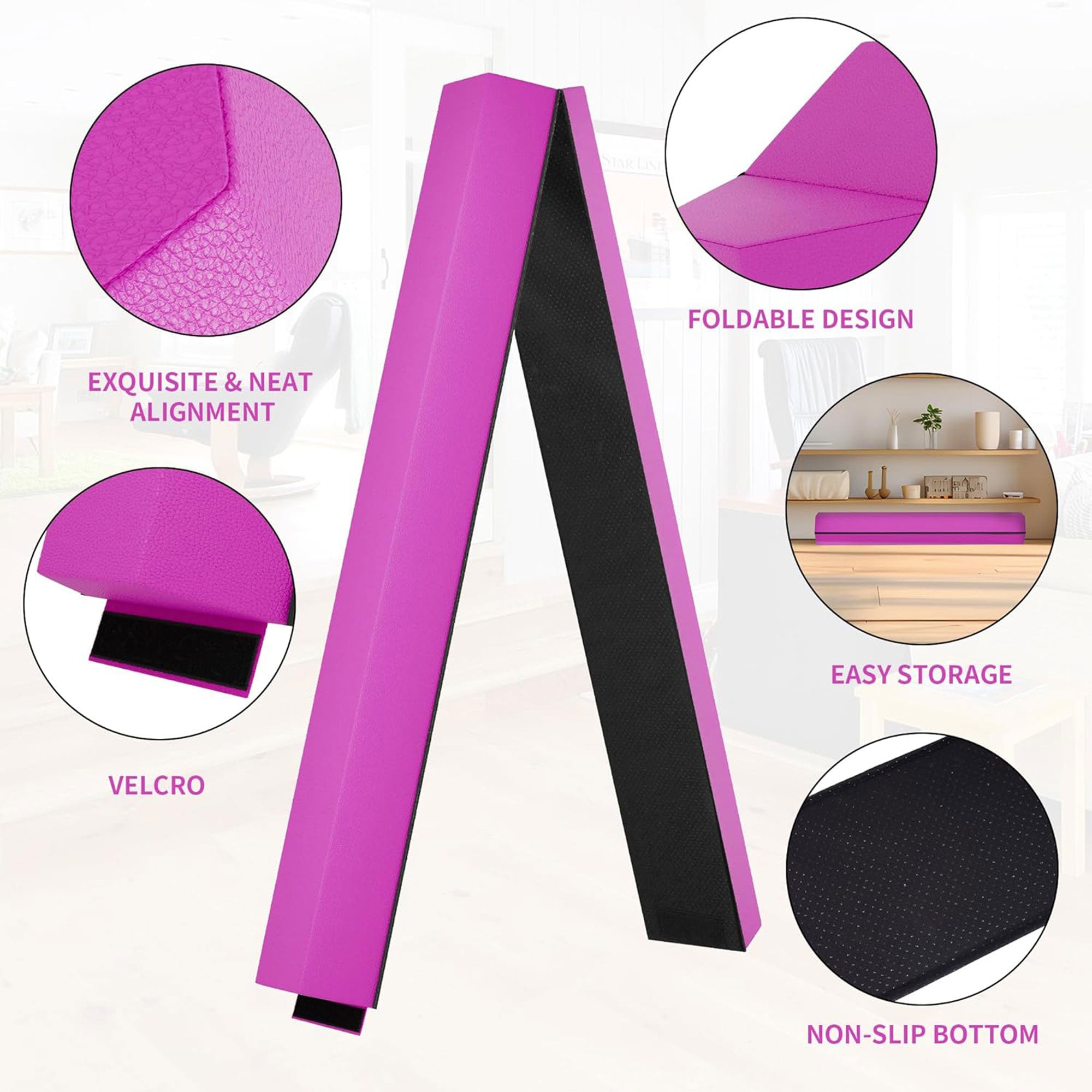 BalanceFrom Fitness All Purpose Mat with 8 Ft Balance Beam Gymnastic Set, Pink - VMInnovations